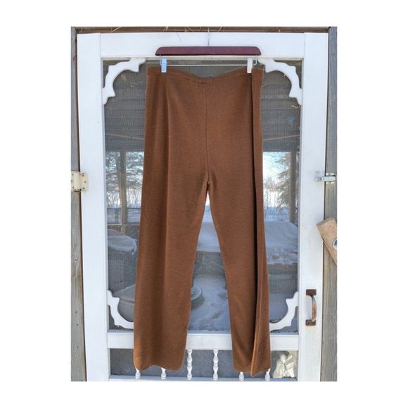 90s Jones New York Sport High Waist Trousers Wide Leg Long Johns Rust-Brown Sz 3 - Picture 2 of 3